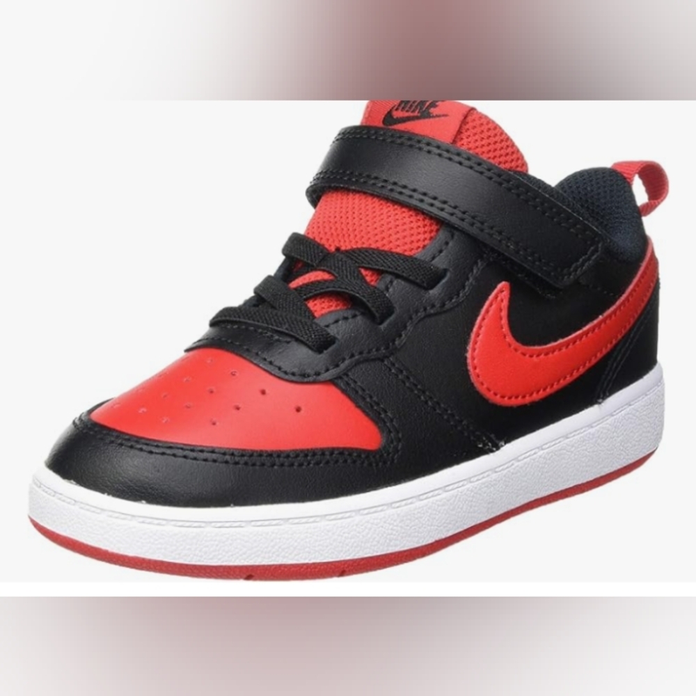 Nike Kids Black and Red Sneakers with Velcro Strap